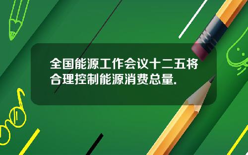 全国能源工作会议十二五将合理控制能源消费总量.