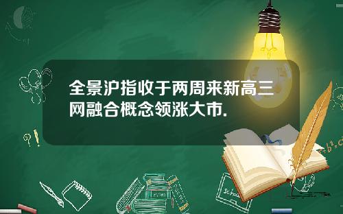 全景沪指收于两周来新高三网融合概念领涨大市.