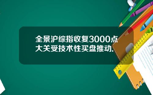 全景沪综指收复3000点大关受技术性买盘推动.