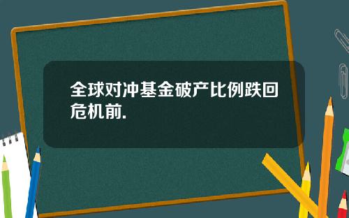 全球对冲基金破产比例跌回危机前.