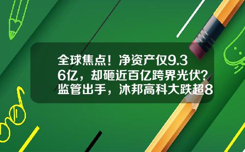 全球焦点！净资产仅9.36亿，却砸近百亿跨界光伏？监管出手，沐邦高科大跌超8%_1