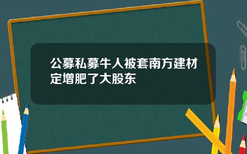 公募私募牛人被套南方建材定增肥了大股东