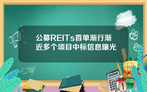 公募REITs首单渐行渐近多个项目中标信息曝光