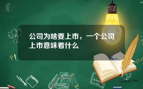 公司为啥要上市，一个公司上市意味着什么