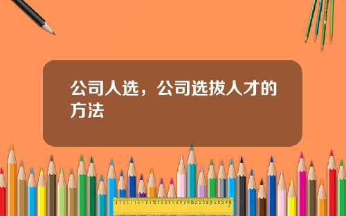 公司人选，公司选拔人才的方法