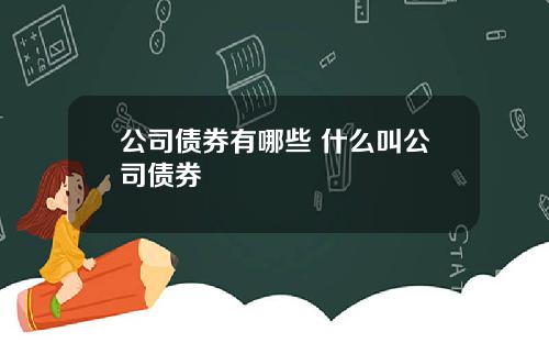 公司债券有哪些 什么叫公司债券