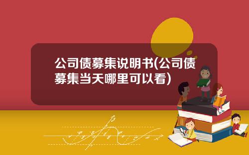 公司债募集说明书(公司债募集当天哪里可以看)