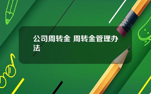 公司周转金 周转金管理办法