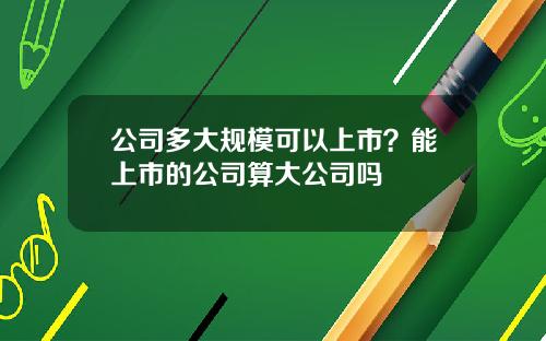 公司多大规模可以上市？能上市的公司算大公司吗