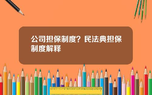 公司担保制度?民法典担保制度解释 公司担保制度?民法典担保制度解释