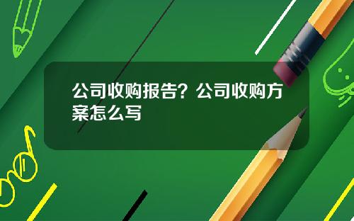 公司收购报告？公司收购方案怎么写