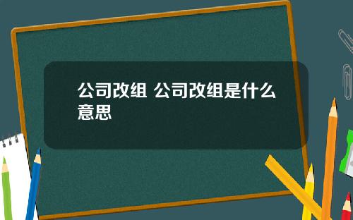 公司改组 公司改组是什么意思