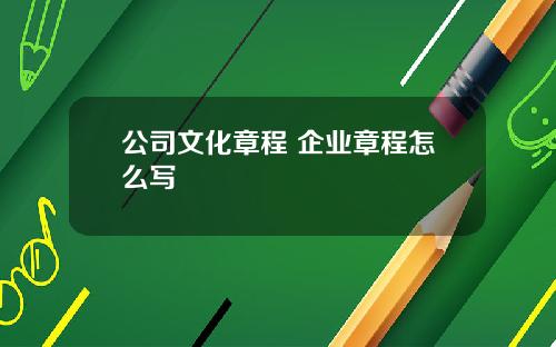 公司文化章程 企业章程怎么写