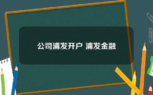 公司浦发开户 浦发金融