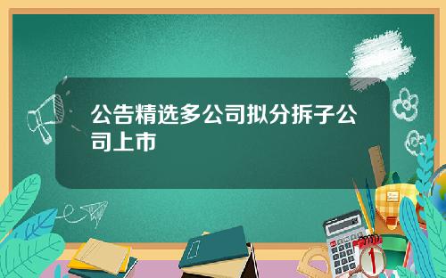 公告精选多公司拟分拆子公司上市