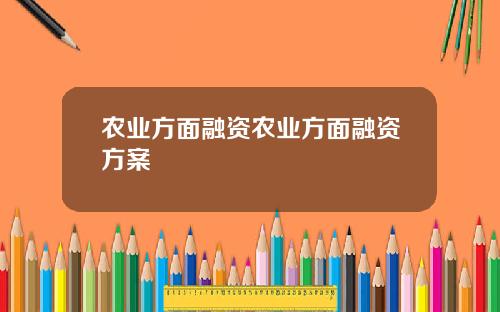 农业方面融资农业方面融资方案