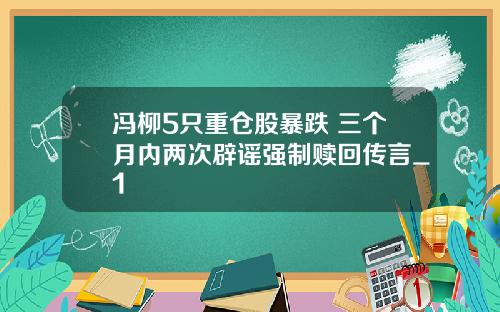 冯柳5只重仓股暴跌 三个月内两次辟谣强制赎回传言_1