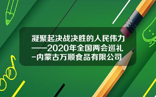 凝聚起决战决胜的人民伟力——2020年全国两会巡礼-内蒙古万顺食品有限公司