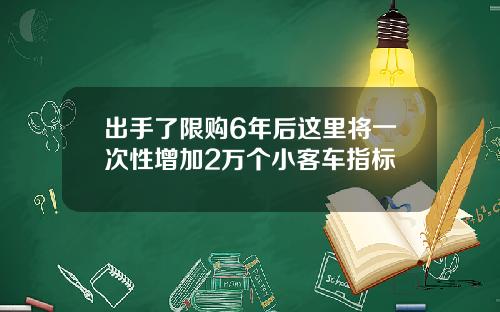 出手了限购6年后这里将一次性增加2万个小客车指标