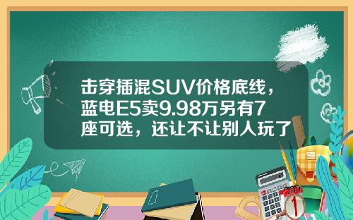 击穿插混SUV价格底线，蓝电E5卖9.98万另有7座可选，还让不让别人玩了