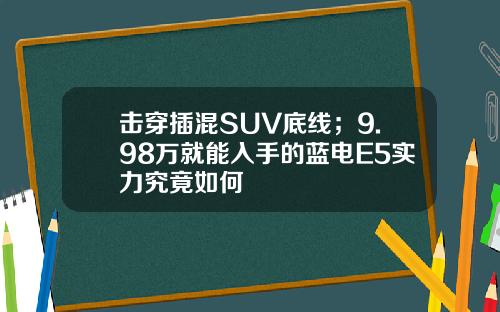 击穿插混SUV底线；9.98万就能入手的蓝电E5实力究竟如何