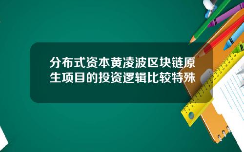 分布式资本黄凌波区块链原生项目的投资逻辑比较特殊