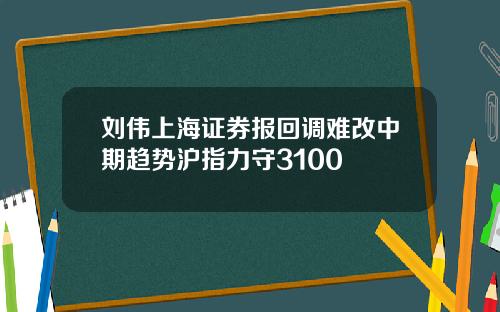 刘伟上海证券报回调难改中期趋势沪指力守3100