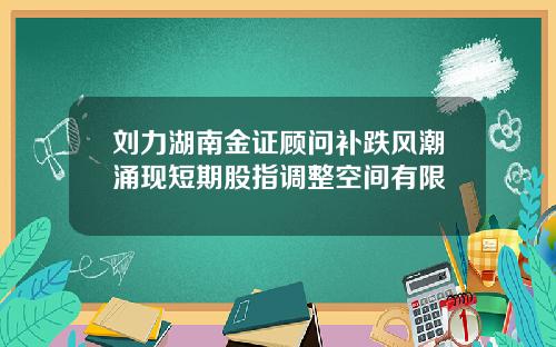 刘力湖南金证顾问补跌风潮涌现短期股指调整空间有限