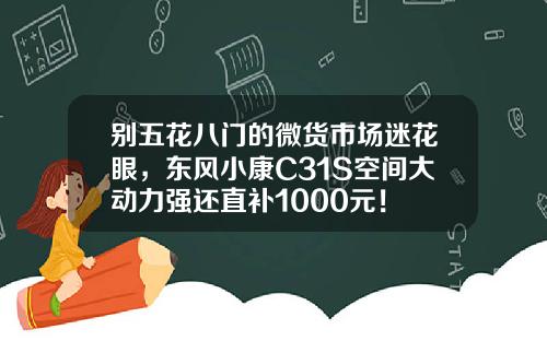 别五花八门的微货市场迷花眼，东风小康C31S空间大动力强还直补1000元！