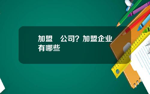 加盟   公司？加盟企业有哪些