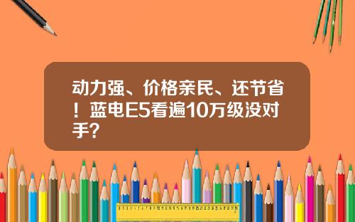 动力强、价格亲民、还节省！蓝电E5看遍10万级没对手？