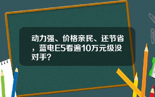 动力强、价格亲民、还节省，蓝电E5看遍10万元级没对手？