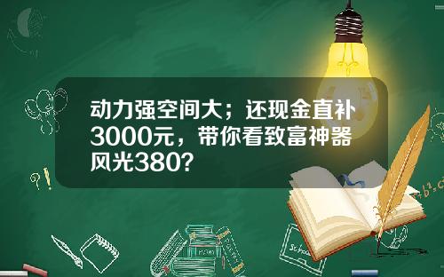 动力强空间大；还现金直补3000元，带你看致富神器风光380？