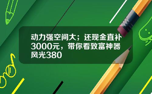 动力强空间大；还现金直补3000元，带你看致富神器风光380