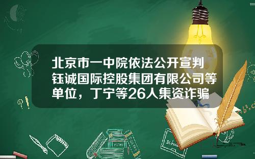 北京市一中院依法公开宣判钰诚国际控股集团有限公司等单位，丁宁等26人集资诈骗、非法吸收公众存款案-丁宁张敏叛了多少年