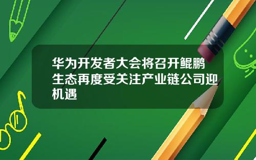 华为开发者大会将召开鲲鹏生态再度受关注产业链公司迎机遇