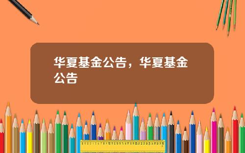 华夏基金公告，华夏基金 公告