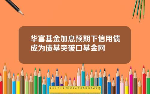 华富基金加息预期下信用债成为债基突破口基金网