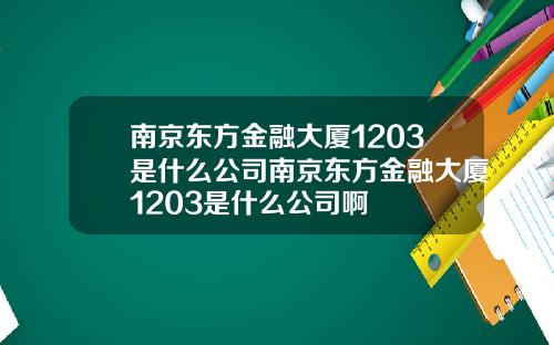 南京东方金融大厦1203是什么公司南京东方金融大厦1203是什么公司啊