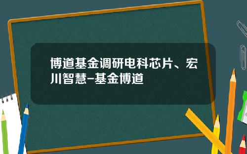 博道基金调研电科芯片、宏川智慧-基金博道