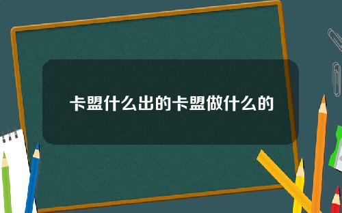 卡盟什么出的卡盟做什么的