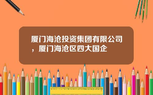 厦门海沧投资集团有限公司，厦门海沧区四大国企