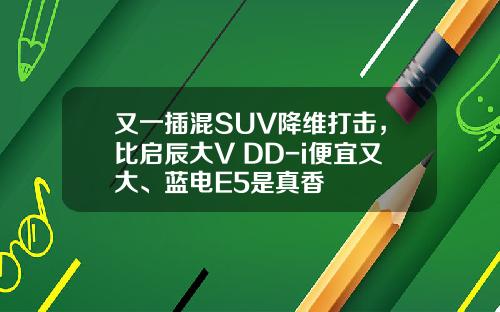 又一插混SUV降维打击，比启辰大V DD-i便宜又大、蓝电E5是真香