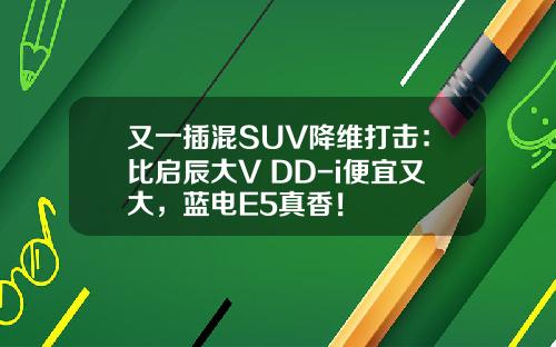 又一插混SUV降维打击：比启辰大V DD-i便宜又大，蓝电E5真香！