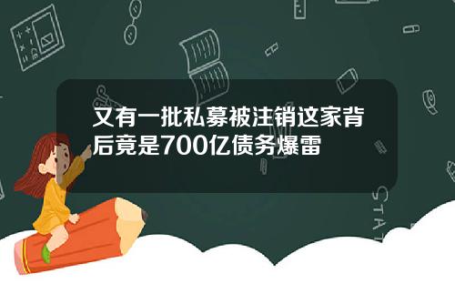 又有一批私募被注销这家背后竟是700亿债务爆雷