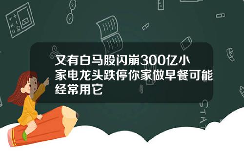 又有白马股闪崩300亿小家电龙头跌停你家做早餐可能经常用它