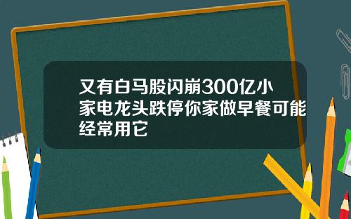 又有白马股闪崩300亿小家电龙头跌停你家做早餐可能经常用它
