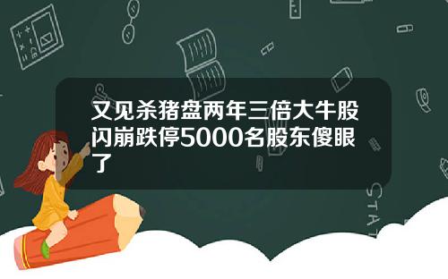 又见杀猪盘两年三倍大牛股闪崩跌停5000名股东傻眼了