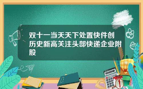双十一当天天下处置快件创历史新高关注头部快递企业附股