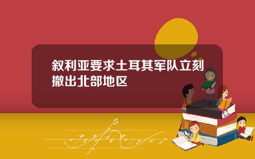 叙利亚要求土耳其军队立刻撤出北部地区